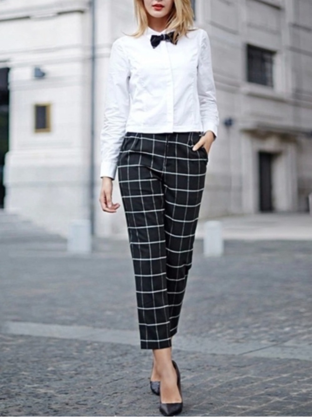 Banana Republic The Martin Black and White Checkered Ankle Pants- Size 12